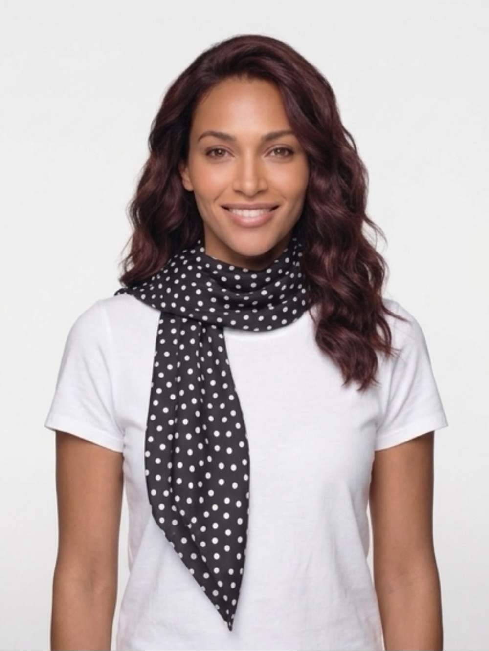 White House Black Market Black & White Polka Dot Scarf